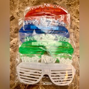 (You Pick) Happy New Year Party Glasses - Red, Blue, Green, White